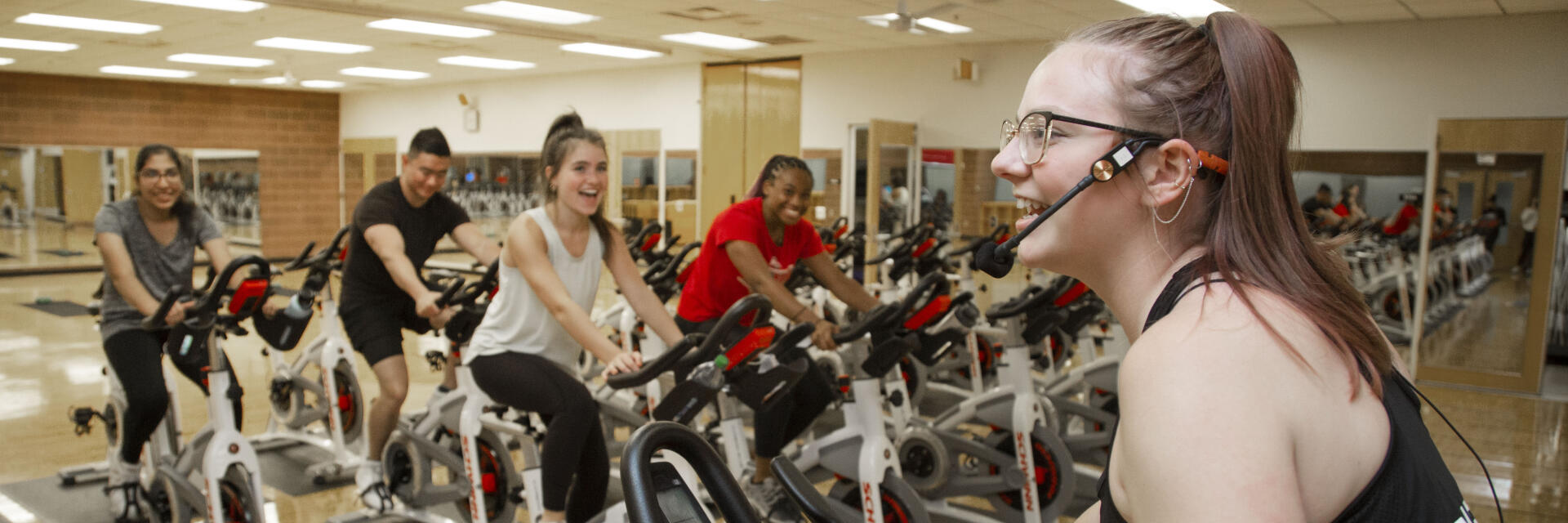 Students doing cardio cycle