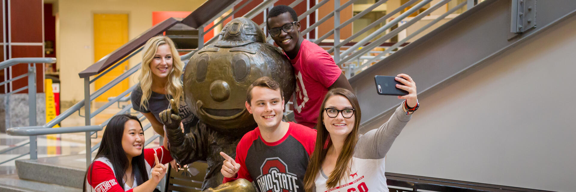 Students with Bronze Brutus